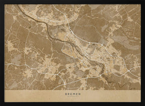 Sepia vintage map of Bremen Germany Poster