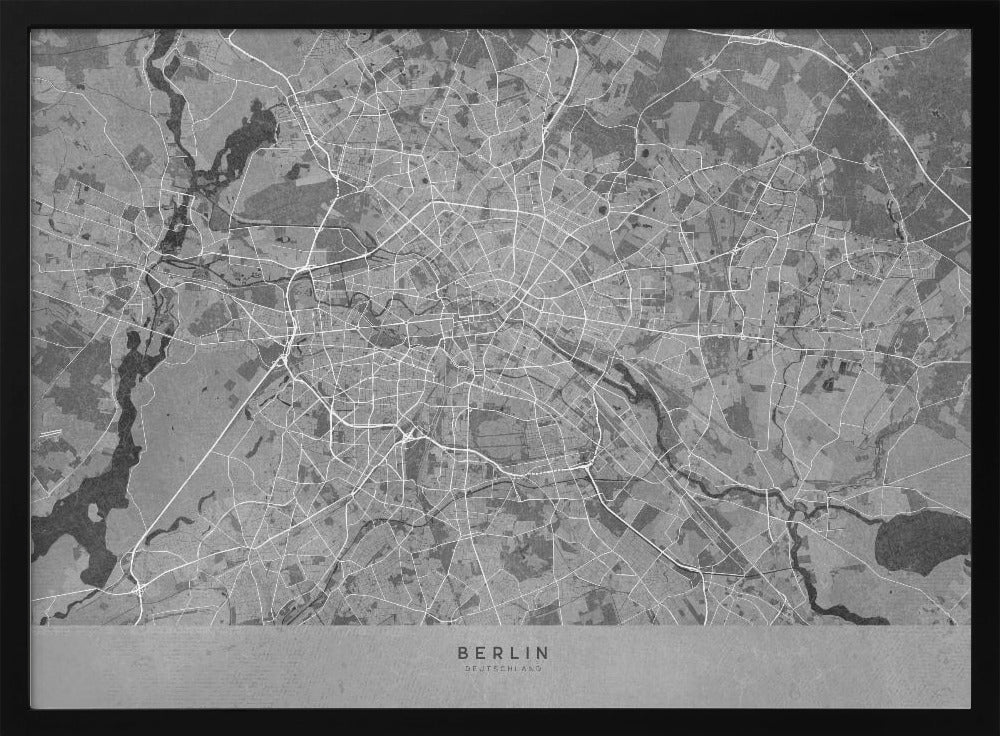 Gray vintage map of Berlin in Germany Poster