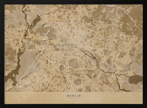 Sepia vintage map of Berlin in Germany Poster