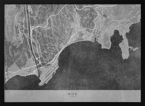 Gray vintage map of Nice France Poster