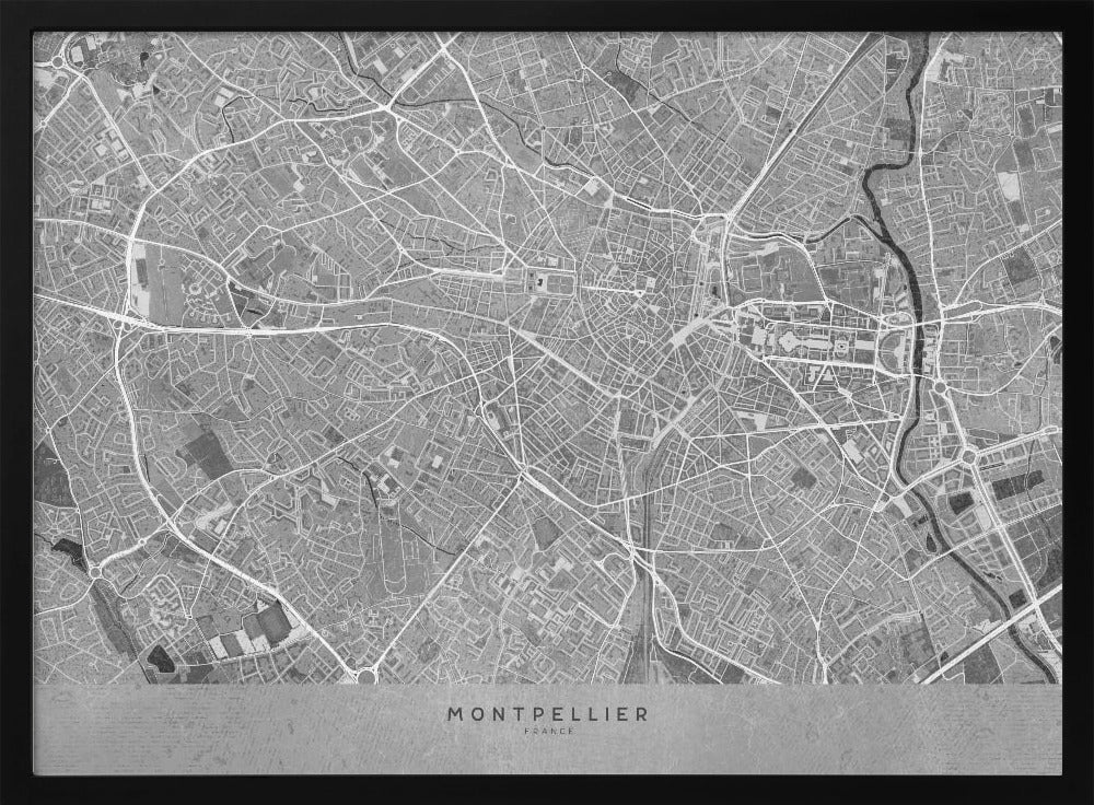 Gray vintage map of Montpellier France Poster