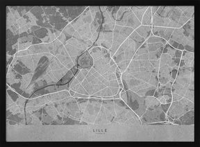 Gray vintage map of Lille France Poster