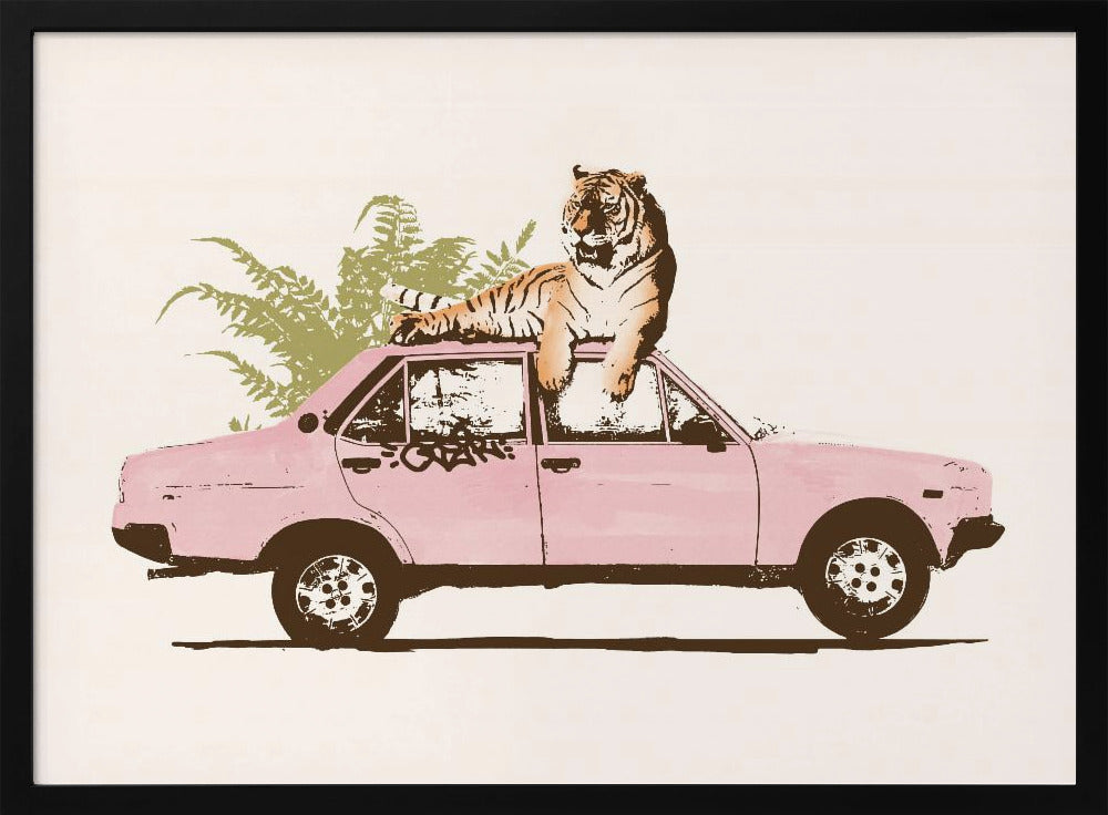 Tiger On Car Poster