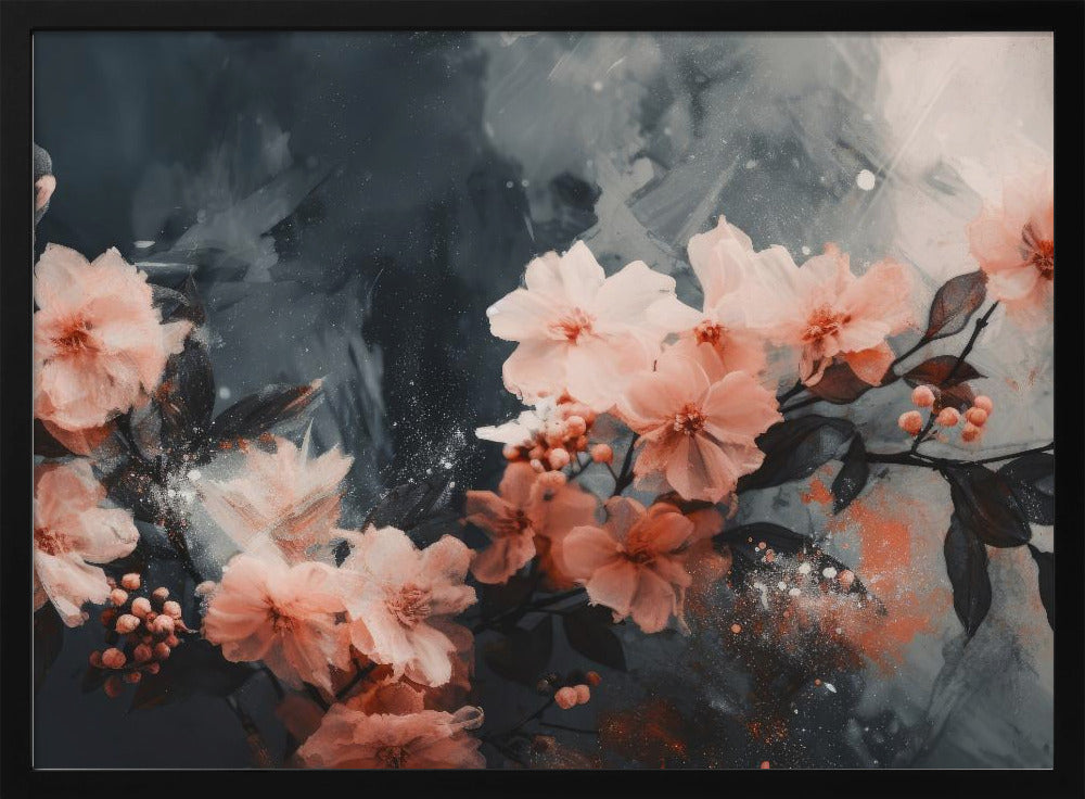 Coral Floating Blossoms Poster