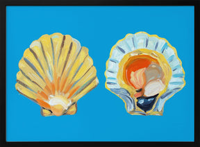 Scallops On Blue Poster