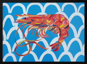 Prawn On Blue Wavey Poster