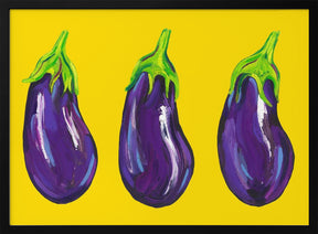 Aubergines On Yellow Poster