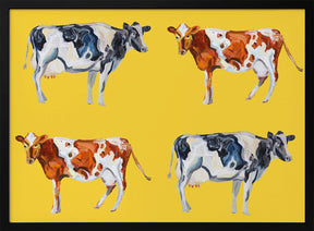 Cow Art On Yellow Poster