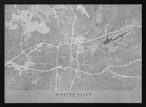 Map of Winston Salem (NC, USA) in gray vintage style Poster