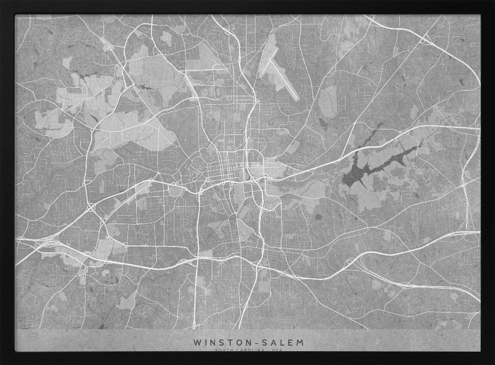 Map of Winston Salem (NC, USA) in gray vintage style Poster