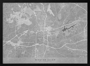 Map of Winston Salem (NC, USA) in gray vintage style Poster