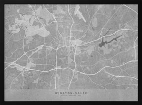 Map of Winston Salem (NC, USA) in gray vintage style Poster