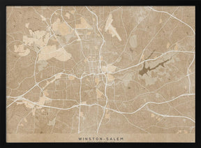 Map of Winston Salem (NC, USA) in sepia vintage style Poster