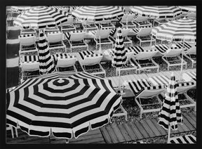 Black and White Beach Umbrellas II Poster