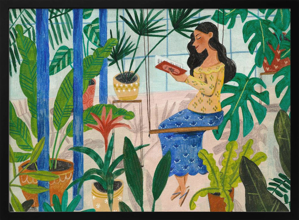 Reading in the Tropical Greenhouse Poster