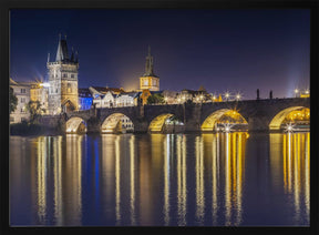 Night impression of Charles Bridge with Old Town Bridge Tower Poster