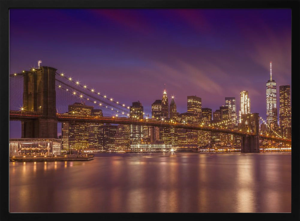 BROOKLYN BRIDGE New York City Sunset Poster