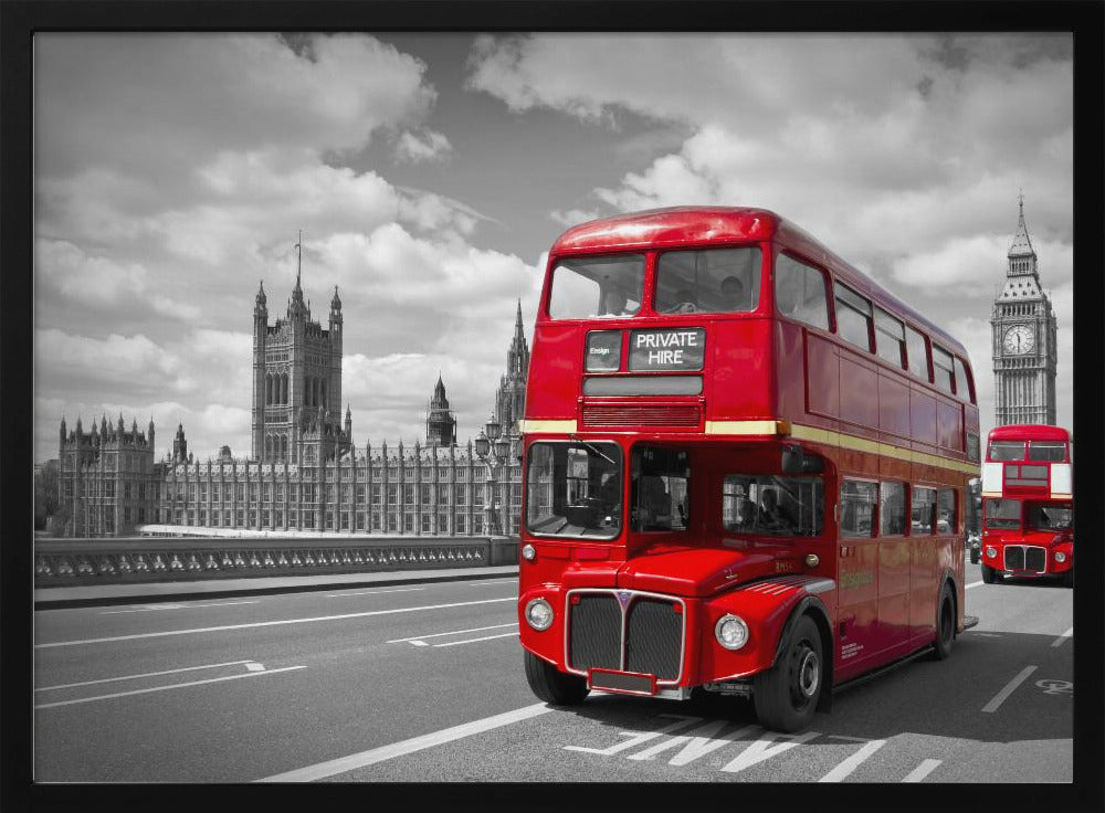 Red Buses in London Poster