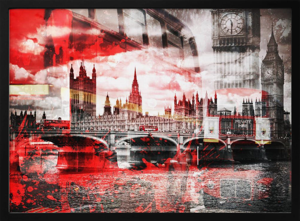 City Art LONDON Red Bus Composing Poster