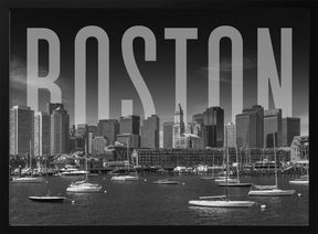 BOSTON Skyline Monochrome Poster