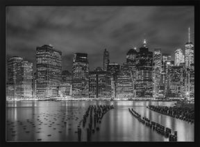 NEW YORK CITY Monochrome Night Impressions Poster