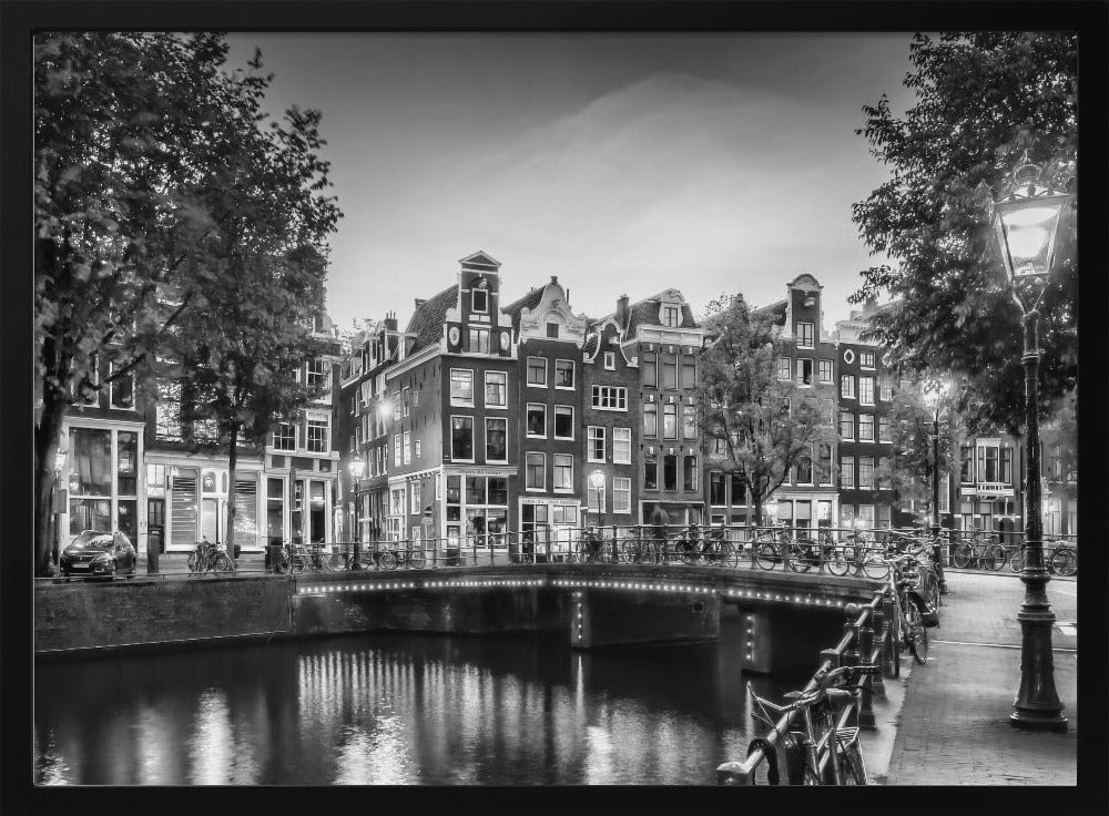 AMSTERDAM Idyllic impression from Singel - Monochrome Poster