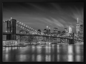 BROOKLYN BRIDGE Nightly Impressions - Monochrome Poster