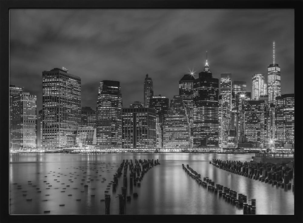 NEW YORK CITY Monochrome Night Impressions - Panoramic Poster