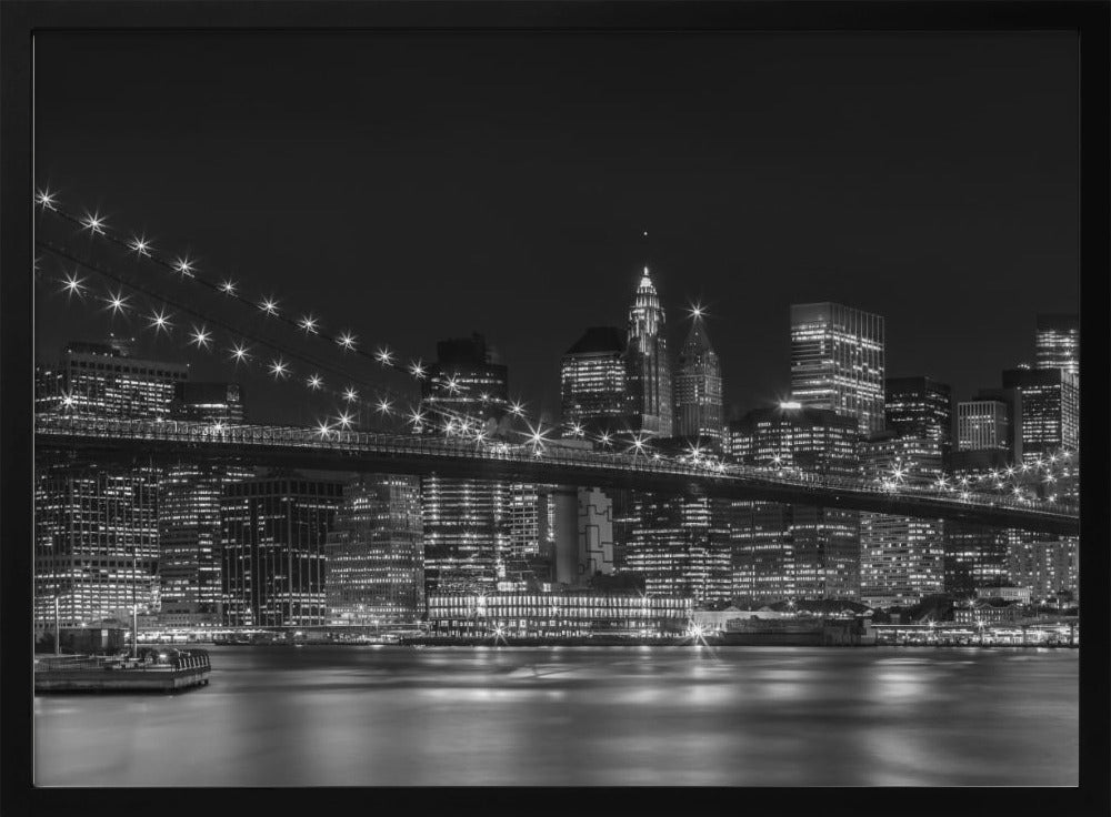 NYC Nightly Impressions - Panoramic Monochrome Poster