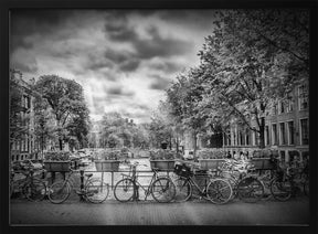 AMSTERDAM Typical Cityscape in monochrome Poster