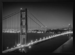 Monochrome Cityscape of Golden Gate Bridge Poster