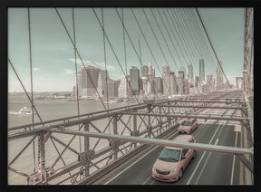 Brooklyn Bridge View with traffic | urban vintage style Poster