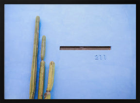 Tall Cacti on Blue | Oaxaca Mexico Travel Poster