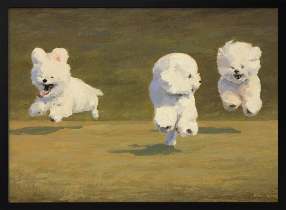 Three Dogs Running Poster