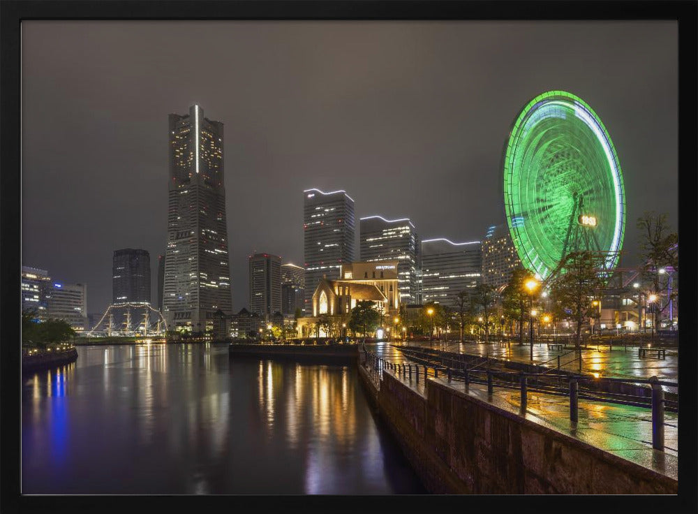 Dazzling Yokohama skyline at night Poster