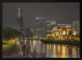 Fascinating Yokohama skyline at night Poster