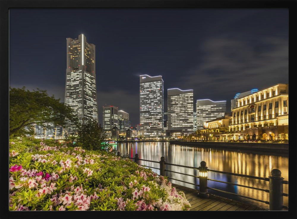 Idyllic Yokohama skyline at night Poster