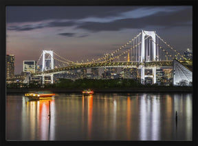 Gorgeous Rainbow Bridge and Tokyo Skyline at sunset Poster