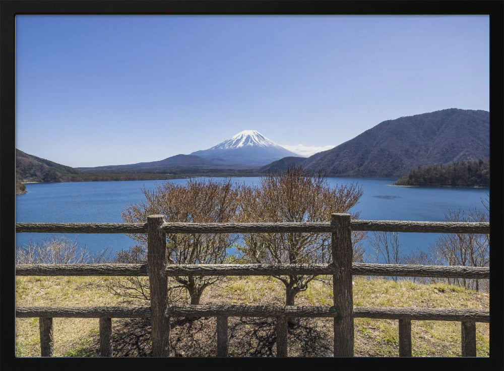 Picturesque Lake Motosu with Mount Fuji Poster