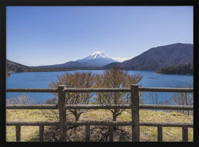 Picturesque Lake Motosu with Mount Fuji Poster