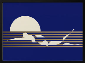 Swimmer Horizontal / Blue Poster