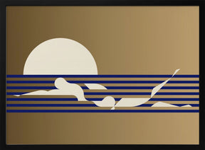 Swimmer Horizontal / Gold Poster