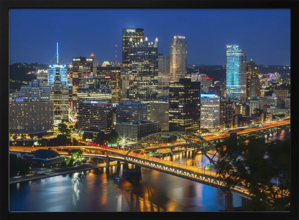 Amazing Pittsburgh Skyline in the Evening Poster