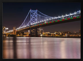 Benjamin Franklin Bridge and Delaware River at Night Poster