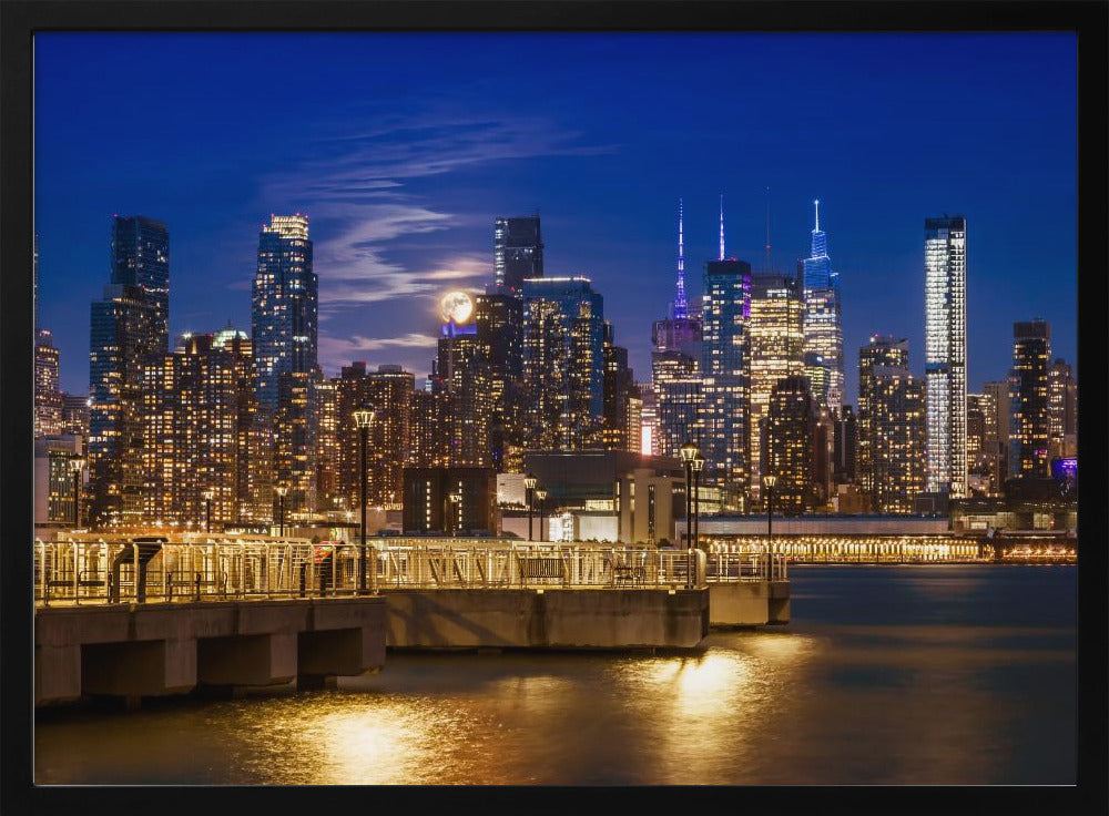 Midtown Manhattan Skyline with Harvest Moon Poster