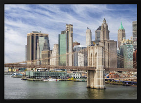 Brooklyn Bridge with Pier 17 and South Street Seaport Poster