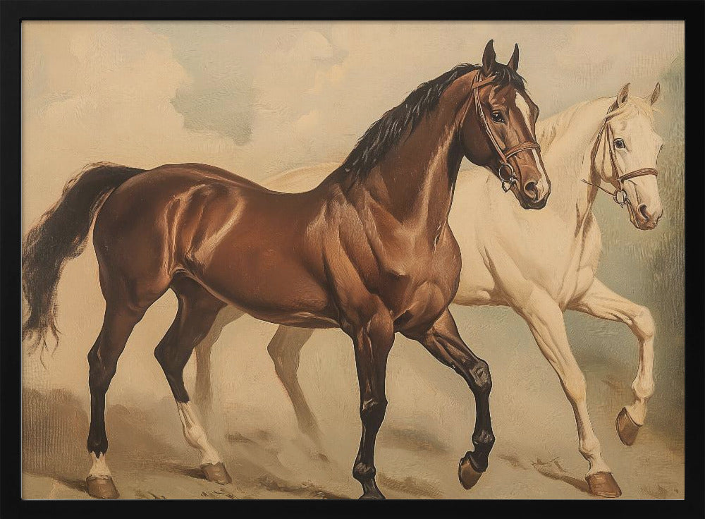 Duo Horses Galloping Poster