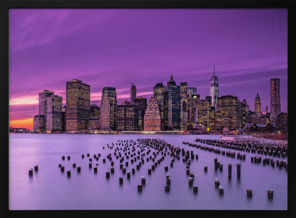 New York Violet Sunset Poster