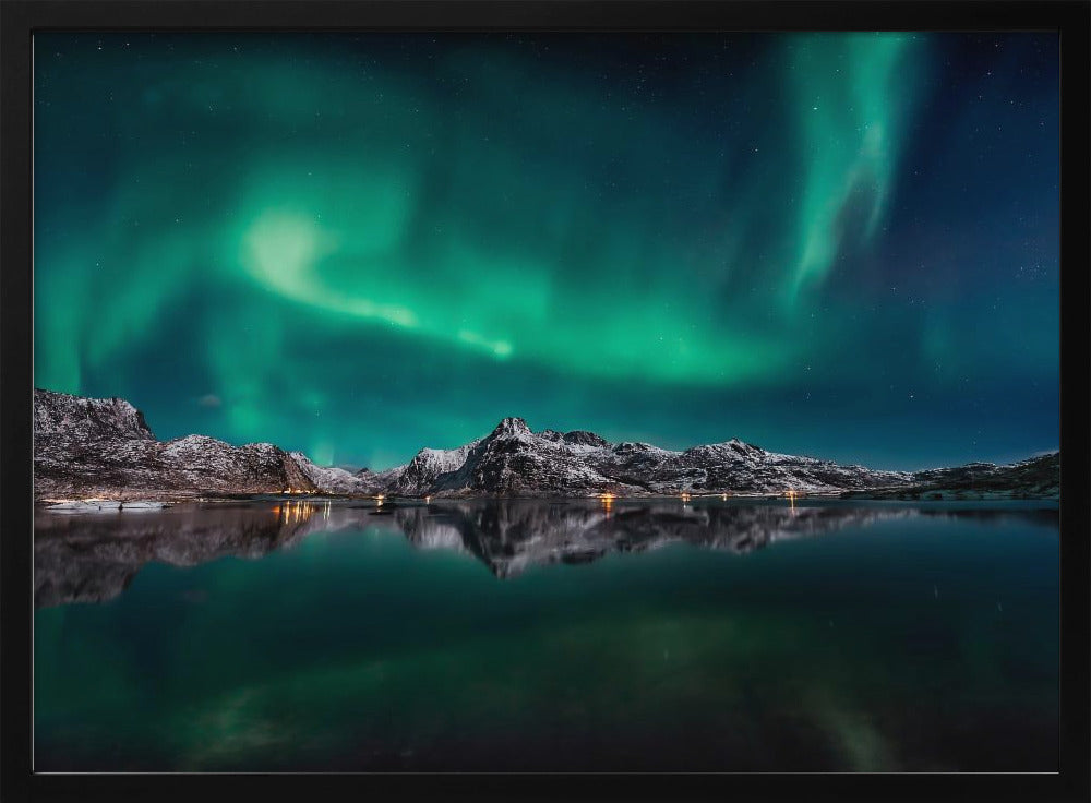 Lofoten Aurora Reflection Poster