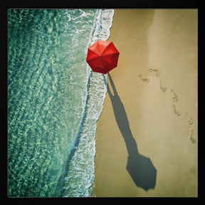 Red Beach Umbrella Poster